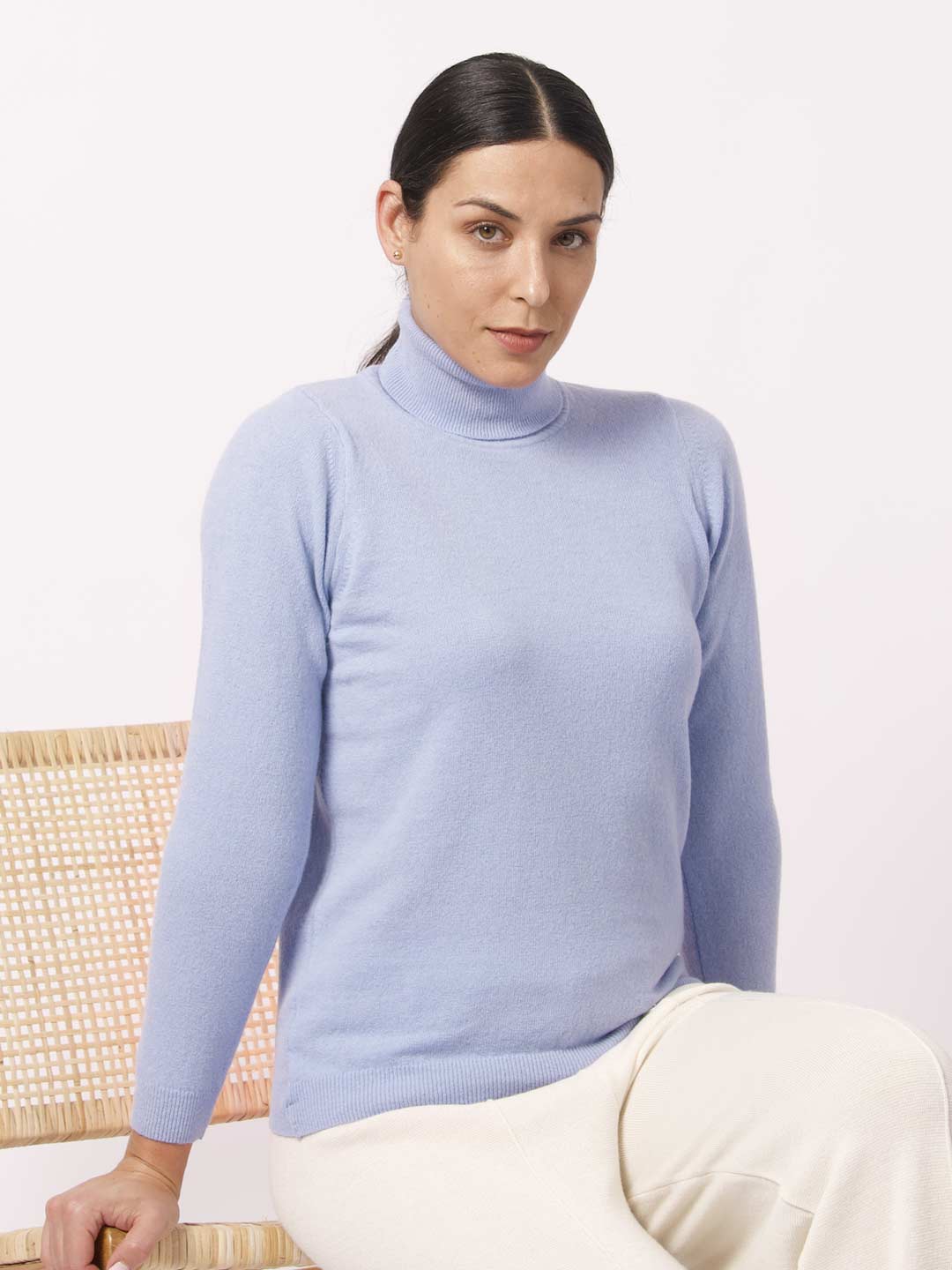 High neck blouse in Lambswool